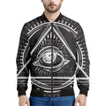 Black And White Eye of Providence Print Men's Bomber Jacket