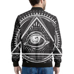 Black And White Eye of Providence Print Men's Bomber Jacket