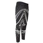 Black And White Eye of Providence Print Men's Compression Pants