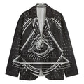 Black And White Eye of Providence Print Men's Cotton Blazer