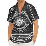 Black And White Eye of Providence Print Men's Deep V-Neck Shirt