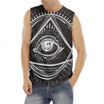 Black And White Eye of Providence Print Men's Fitness Tank Top