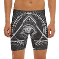 Black And White Eye of Providence Print Men's Long Boxer Briefs