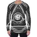 Black And White Eye of Providence Print Men's Long Sleeve T-Shirt
