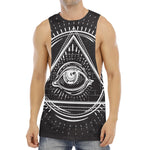 Black And White Eye of Providence Print Men's Muscle Tank Top