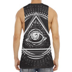 Black And White Eye of Providence Print Men's Muscle Tank Top