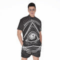 Black And White Eye of Providence Print Men's Romper