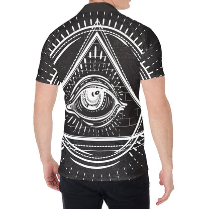 Black And White Eye of Providence Print Men's Shirt