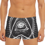 Black And White Eye of Providence Print Men's Short Boxer Briefs