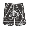 Black And White Eye of Providence Print Men's Athletic Shorts