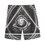 Black And White Eye of Providence Print Men's Sports Shorts