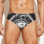 Black And White Eye of Providence Print Men's Swim Briefs