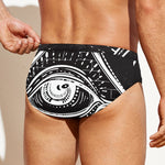 Black And White Eye of Providence Print Men's Swim Briefs