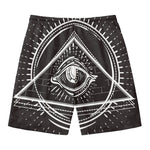 Black And White Eye of Providence Print Men's Swim Trunks
