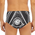 Black And White Eye of Providence Print Men's Triangle Swim Briefs