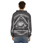 Black And White Eye of Providence Print Men's Velvet Pullover Hoodie