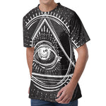 Black And White Eye of Providence Print Men's Velvet T-Shirt