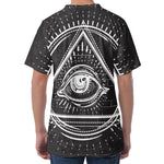 Black And White Eye of Providence Print Men's Velvet T-Shirt
