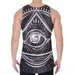 Black And White Eye of Providence Print Men's Velvet Tank Top