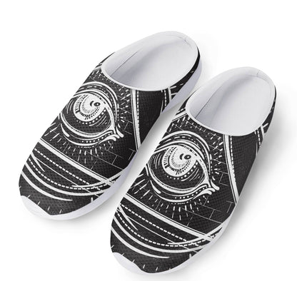Black And White Eye of Providence Print Mesh Casual Shoes