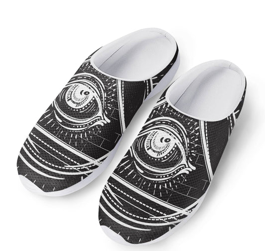 Black And White Eye of Providence Print Mesh Casual Shoes