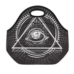 Black And White Eye of Providence Print Neoprene Lunch Bag