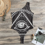 Black And White Eye of Providence Print One Shoulder Bodysuit