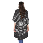 Black And White Eye of Providence Print Open Front Beach Cover Up