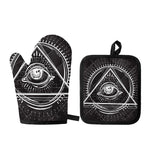 Black And White Eye of Providence Print Oven Mitt And Pot Holder Set