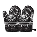 Black And White Eye of Providence Print Oven Mitts