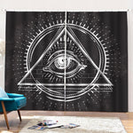 Black And White Eye of Providence Print Pencil Pleat Curtains