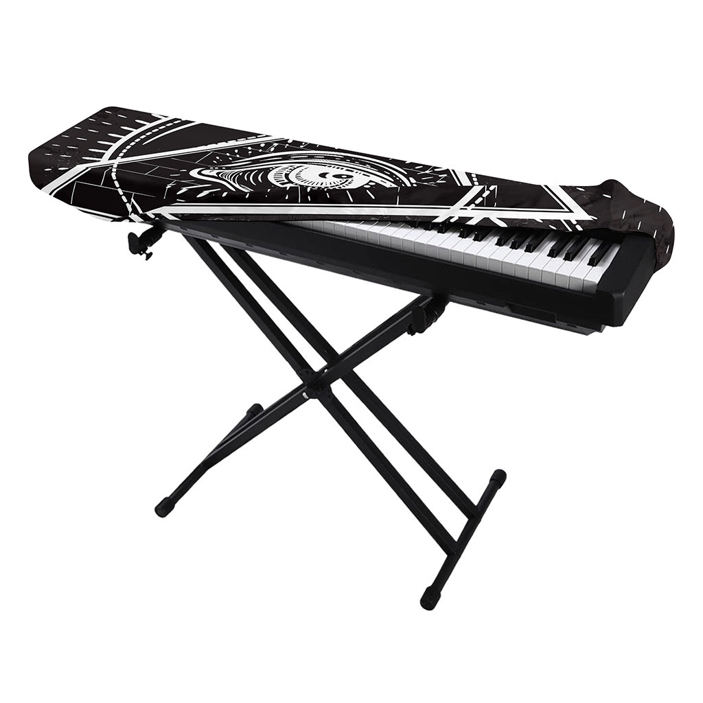 Black And White Eye of Providence Print Piano Keyboard Cover