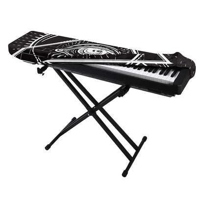 Black And White Eye of Providence Print Piano Keyboard Cover