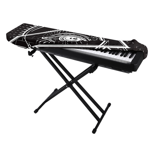 Black And White Eye of Providence Print Piano Keyboard Cover