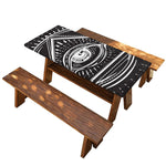 Black And White Eye of Providence Print Picnic Table Cover