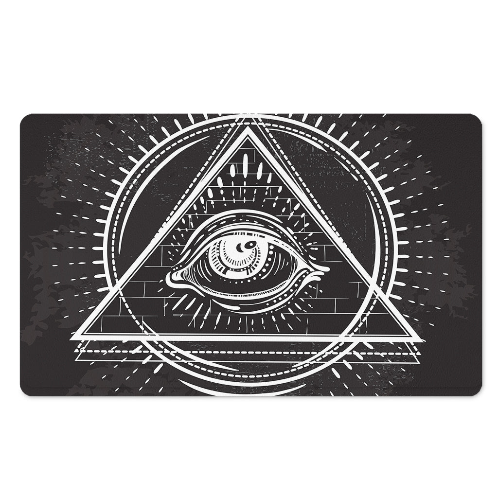 Black And White Eye of Providence Print Polyester Doormat