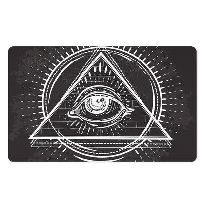 Black And White Eye of Providence Print Polyester Doormat