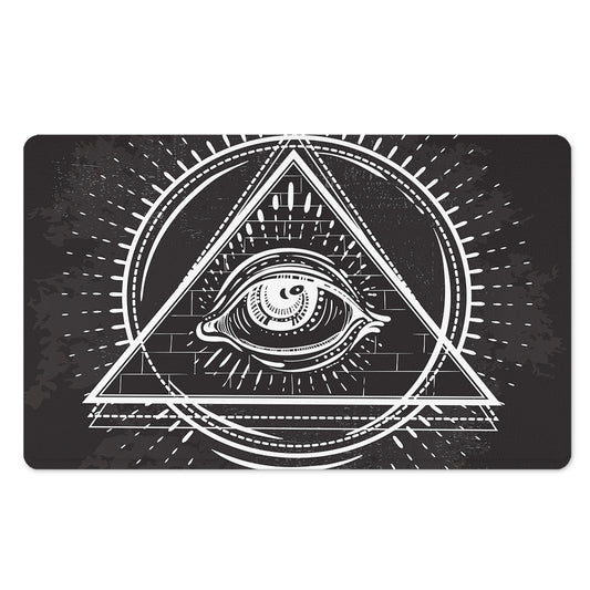 Black And White Eye of Providence Print Polyester Doormat
