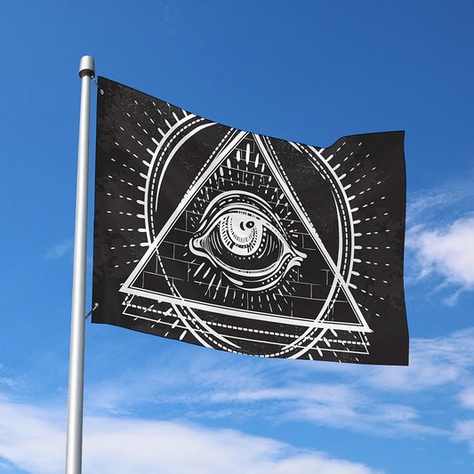 Black And White Eye of Providence Print Polyester Flag