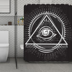 Black And White Eye of Providence Print Polyester Shower Curtain