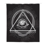 Black And White Eye of Providence Print Polyester Shower Curtain