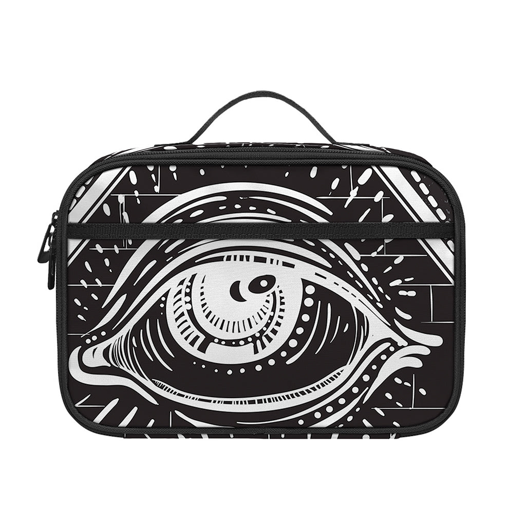Black And White Eye of Providence Print Portable Lunch Bag