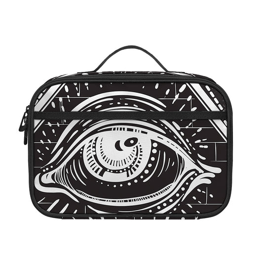 Black And White Eye of Providence Print Portable Lunch Bag