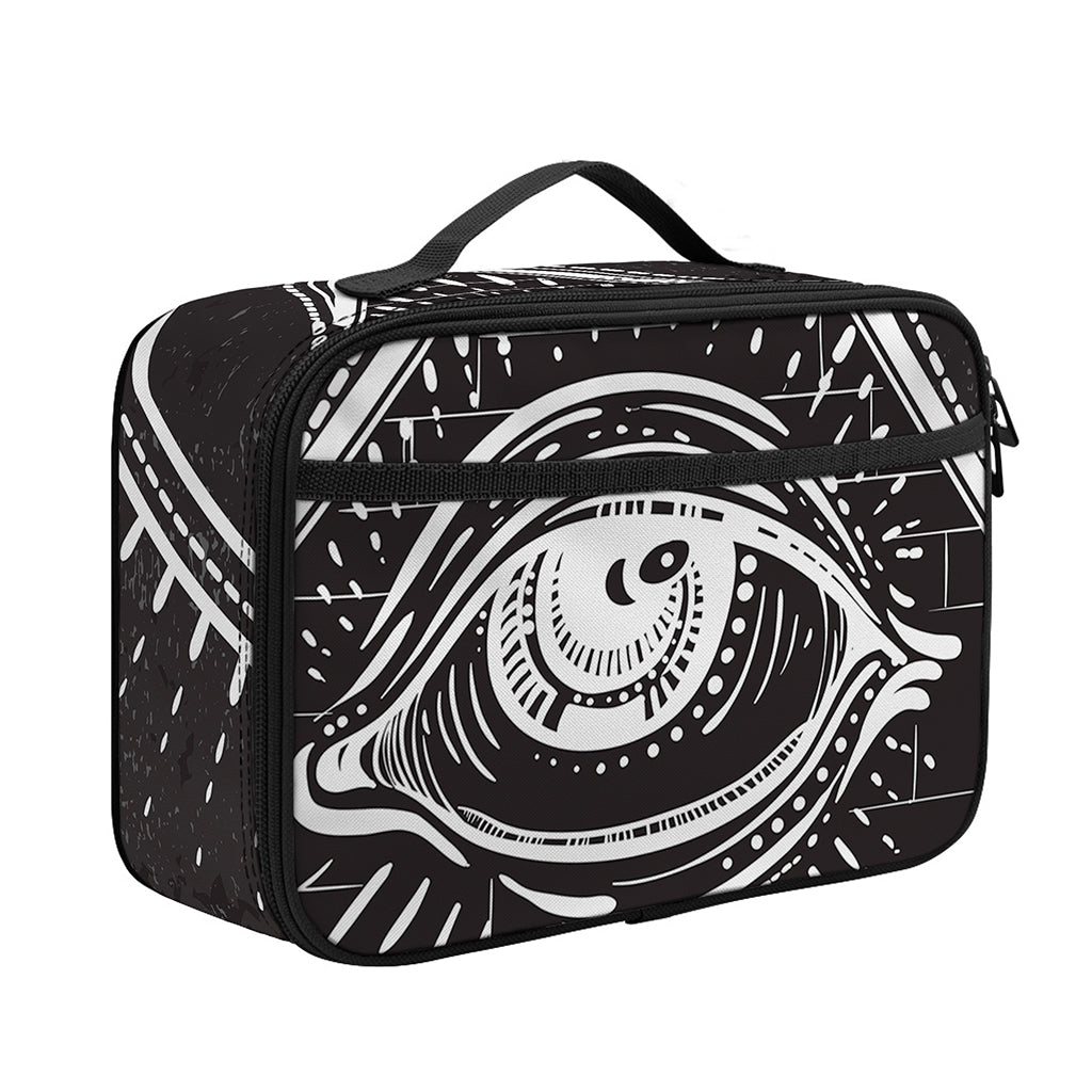 Black And White Eye of Providence Print Portable Lunch Bag