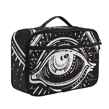 Black And White Eye of Providence Print Portable Lunch Bag