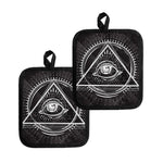 Black And White Eye of Providence Print Pot Holders
