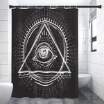 Black And White Eye of Providence Print Premium Shower Curtain