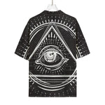 Black And White Eye of Providence Print Rayon Hawaiian Shirt