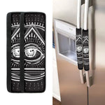 Black And White Eye of Providence Print Refrigerator Handle Covers
