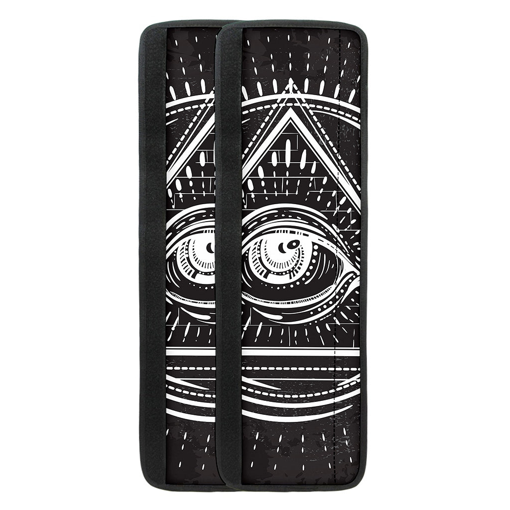 Black And White Eye of Providence Print Refrigerator Handle Covers